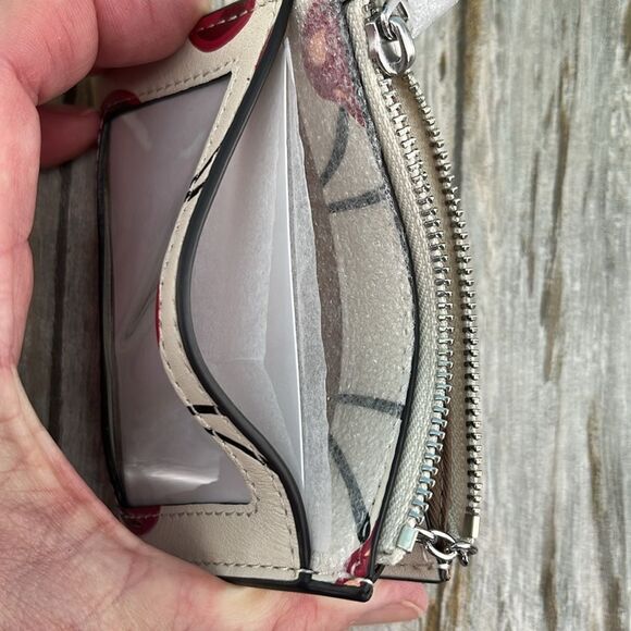Coach Mini Skinny Id Case With Cherry Print Bag Wallet Purse - Picture 7 of 10